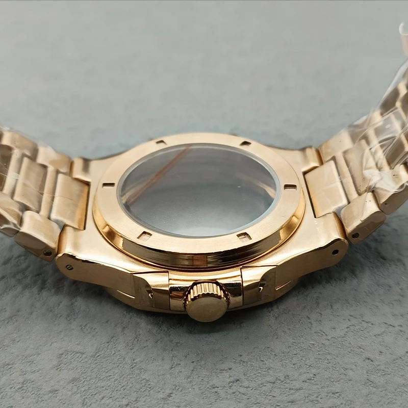 41mm NH35 Case Dial Hands Rose Gold Stainless Steel Watchband for Nautilus NH35 NH36 Movement Transparent Back Repair Replace