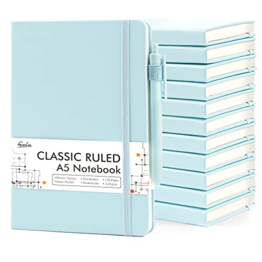 

Notebooks Journals Bulk, Hardcover Notebook Classic Ruled Lined Journals with Pen Holder for Women Girls School Business Suppli