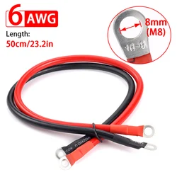 6awg Accu Inverter Kabel Terminals Stranded Koperen Koord Pvc Zonne-Energie Aansluiting Vertinde Lug Draad 50Cm