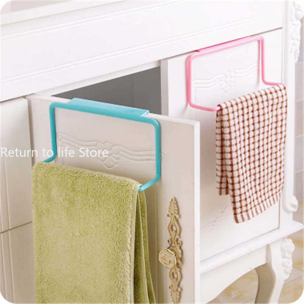 Plastic Hanging Holder Towel Rack Multifunction Cupboard Cabinet Door Back Kitchen Accessories Home Storage Organizer 1Pcs