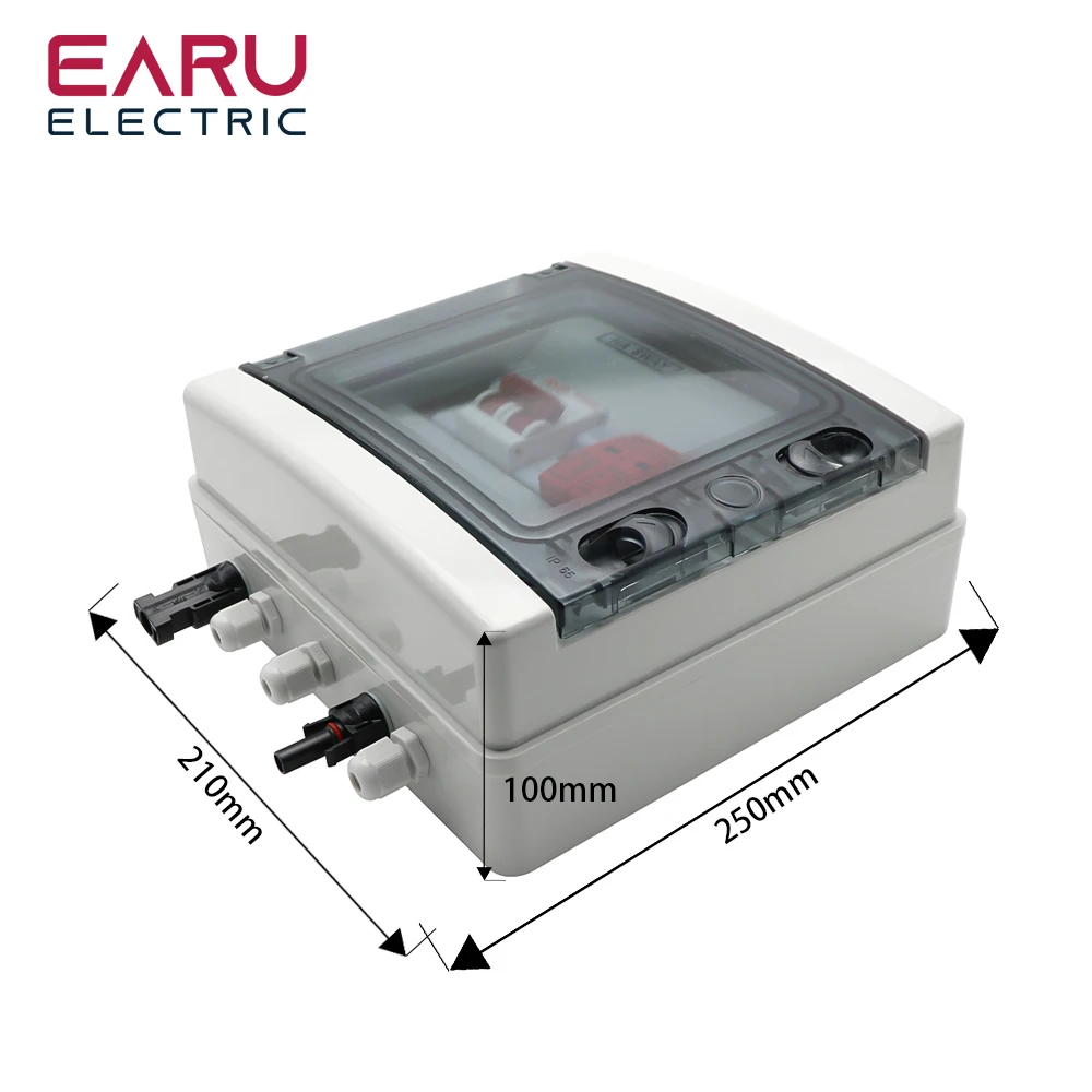 500V 1 Input 1 Output Solar photovoltaic PV Combiner Box With Lightning Protection DC Fuse MCB SPD Waterproof Box IP65