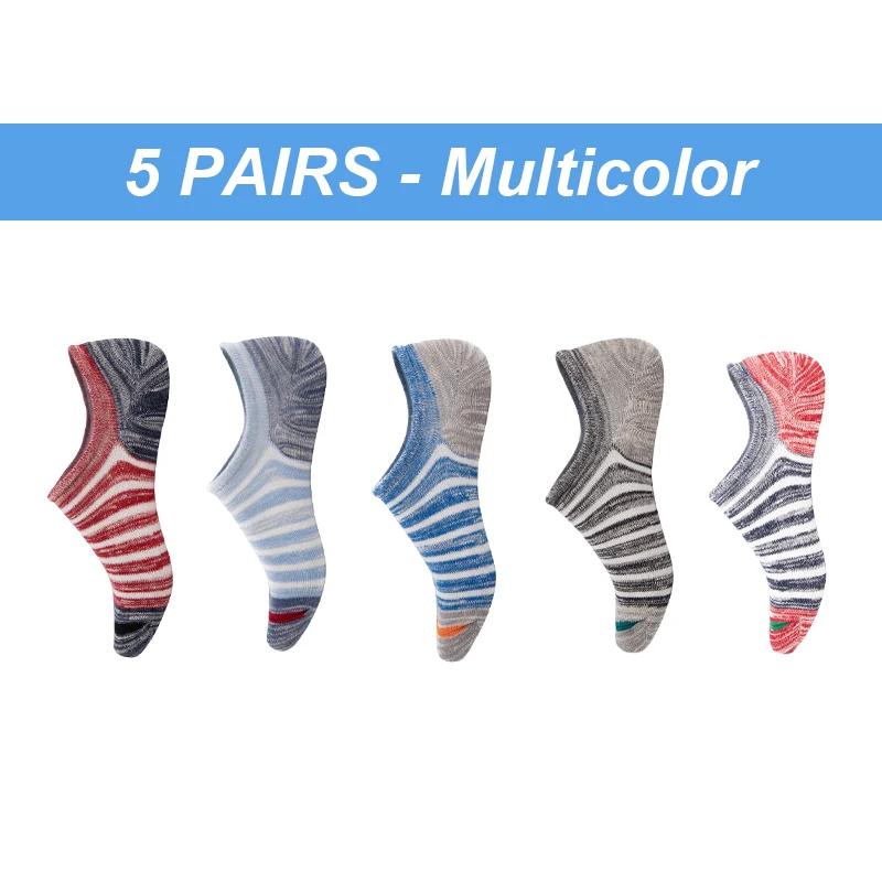

5Pairs High Quality Men Socks Cotton Large size Summer Fashion Striped Silicone Non-slip socks Soft Breathable Short Socks Male