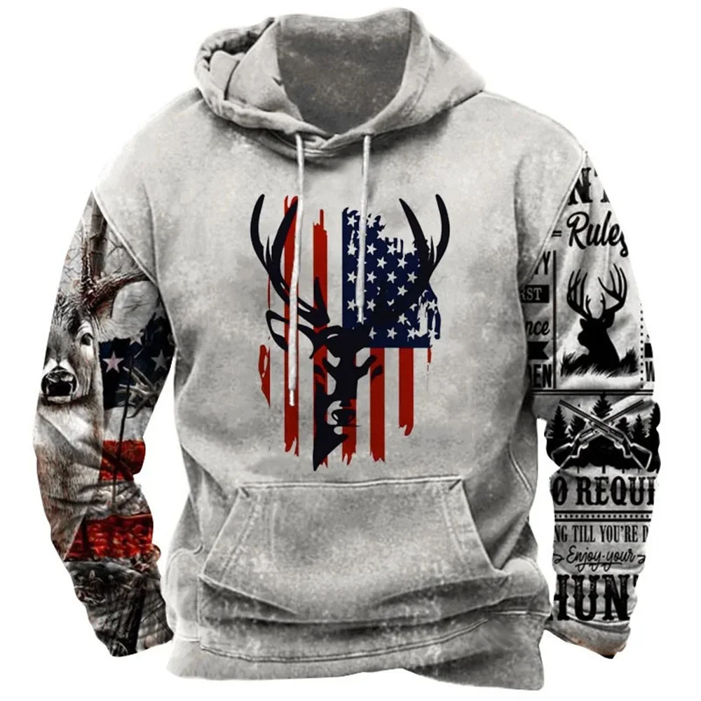 North America Demon Wendigo Print Hoodies Western Cowboy Hooded Sweatshirts Daily Casual Oversized Pullovers Vintage Streetwear