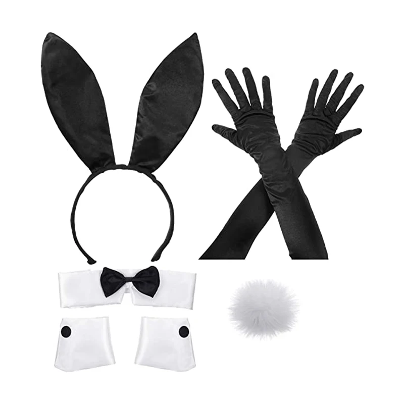 Ensemble de costumes de lapin de Pâques PESENAR comprenant un bandeau avec oreilles de lapin, des manchettes et des accessoires de queue de lapin