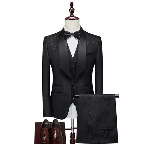 High-quality men's fashion, casual, business banquet, trendy evening dress, groom's suit, men's formal dress three-piece set