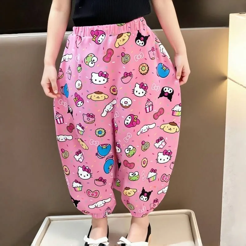 

Hello Kitty PomPomPurin Anime Kawaii Sanrio Children Casual Pants Clothing 2025 Cute Baby Thin Mosquito Repellent Pants Gifts