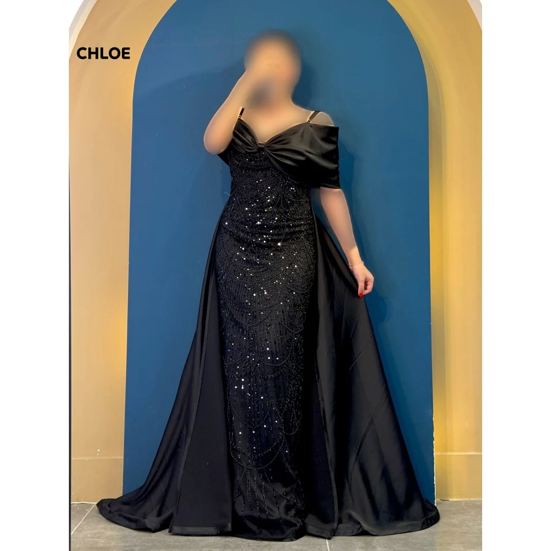 Line A Op maat gemaakte jurken voor speciale gelegenheden Off-shoulder Zeer luxe avondjurken Hoge kwaliteit Hoge kwaliteit Zwart