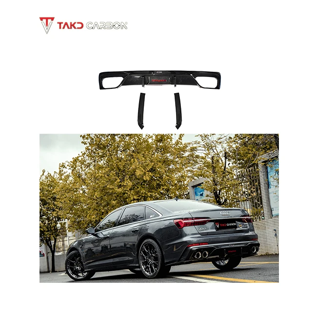 OEM & ODM Service Dry Carbon Fiber universal rear spoilers Rear Bumper Lip Diffuser For AUDI A6 S6 C8 2020-UP