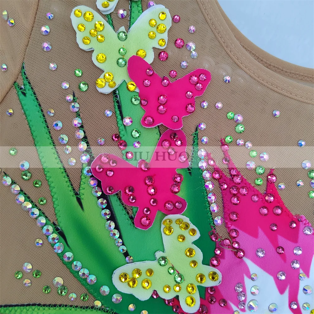 LIUHUO 리듬 체조 레오타드 성인 여성 소녀 의상 성능 경쟁 댄스 복장 민소매 멀티 컬러 사용자 정의