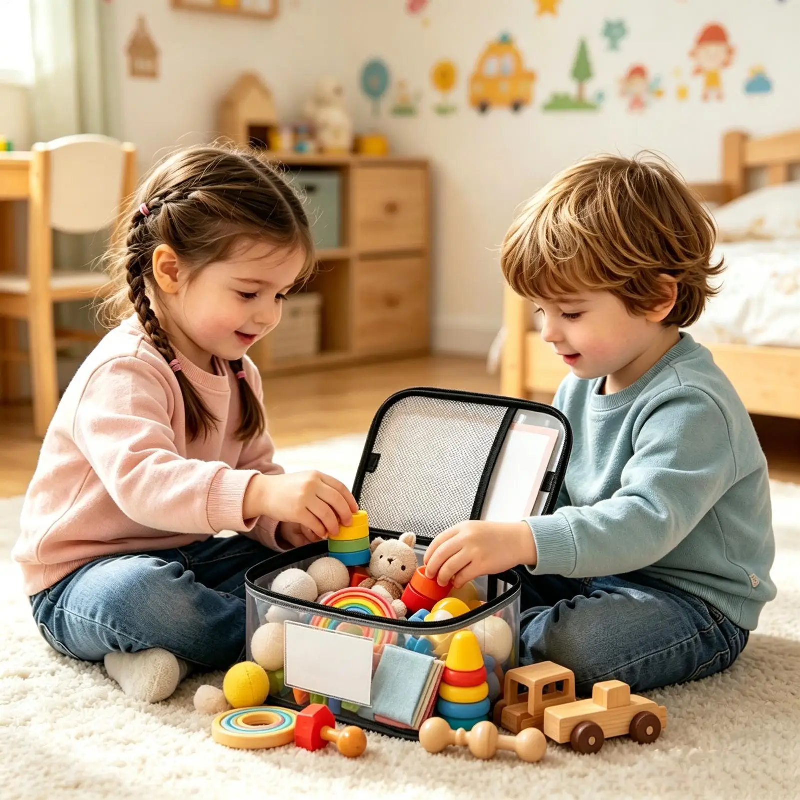 Clear Toy Storage Bags 6 Pieces Transparent Blocks Holder With Label And Pocket Waterproof Toys Storage Bags For Nursery Home view 2