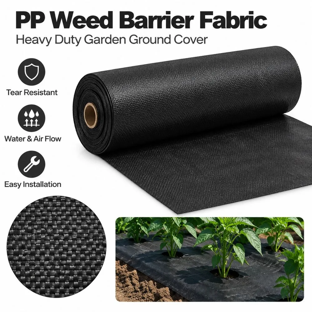 New Landscape Fabric Weed Barrier Fabric Black PP Woven Material Garden Mulch Fabric Heavy Duty Weed Control Membrane Farm