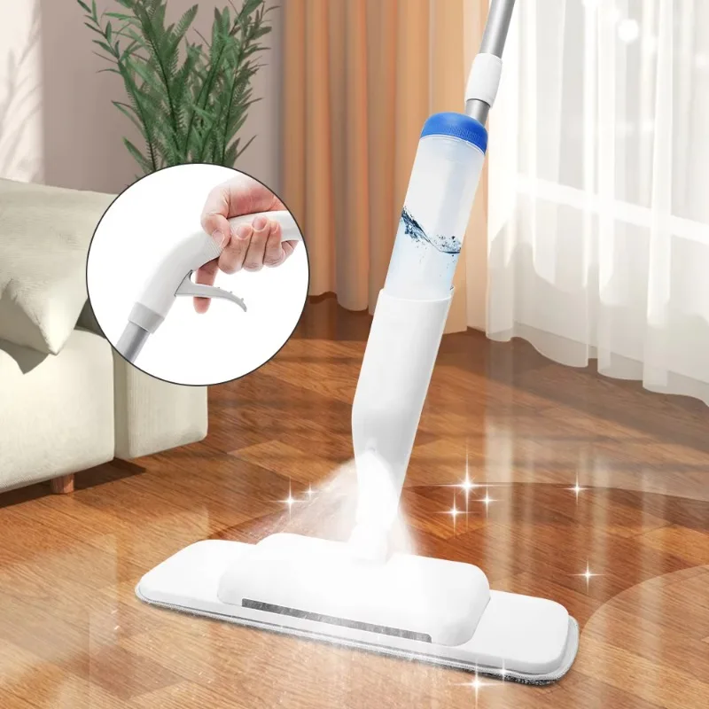 Multifunctional Water Spray Mop Cleaner and Manual Carpet Sweeper for Floor Cleaning, Microfiber Flat Mop with Floor Sweeper