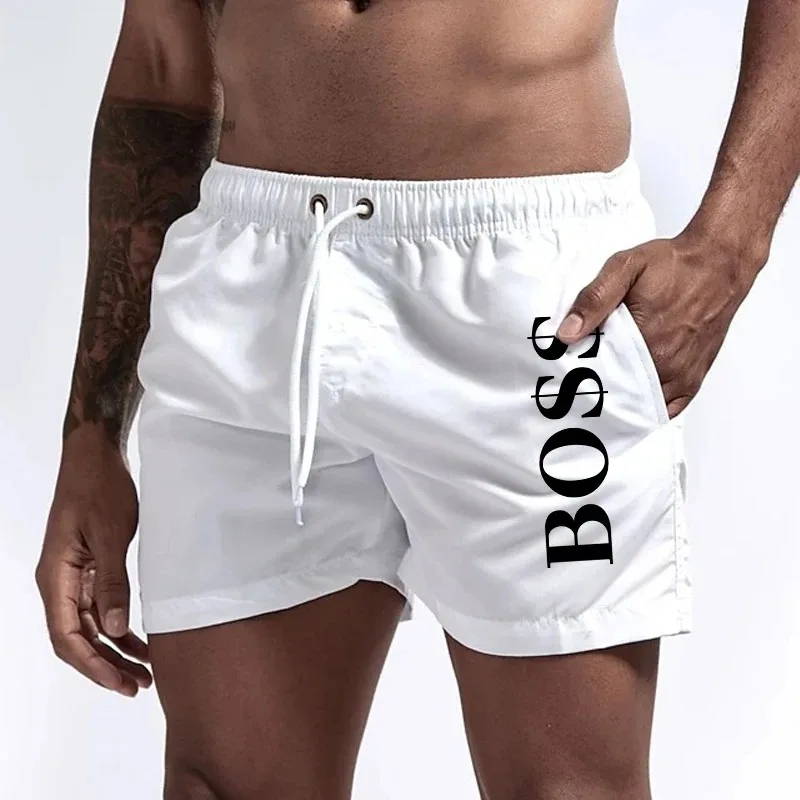 Summer New Men's Beach Shorts Mesh Lined Swim Shorts Seaside Surfing Breathable Quick Dry Sports Shorts Casual Drawstring Shorts