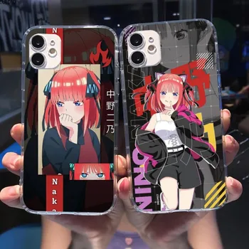 Anime Nakano Nino telefon kılıfı için iPhone 14 13 12 11 XS X 8 7 6 artı Mini Pro Max SE 2022 temizle telefon kapak Funda