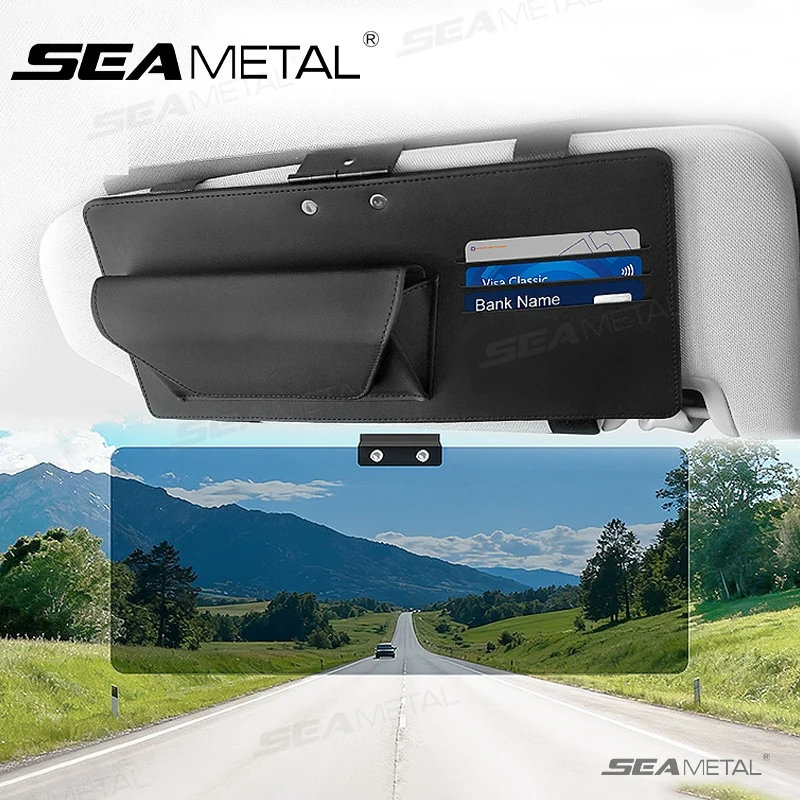 

SEAMETAL Car Sun Visor Foldable Storage Bag Anti-Glare Sun Shade UV Blocking Blocker HD Vision Safety Driving Extension Plate