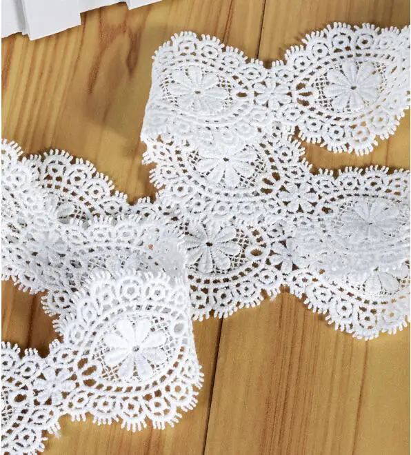 Lace Trim Water Soluble Embroidery Cotton Lace Fabric, DIY Clothing Accessories, Off White Color, 5Yards/Lot, RS1014