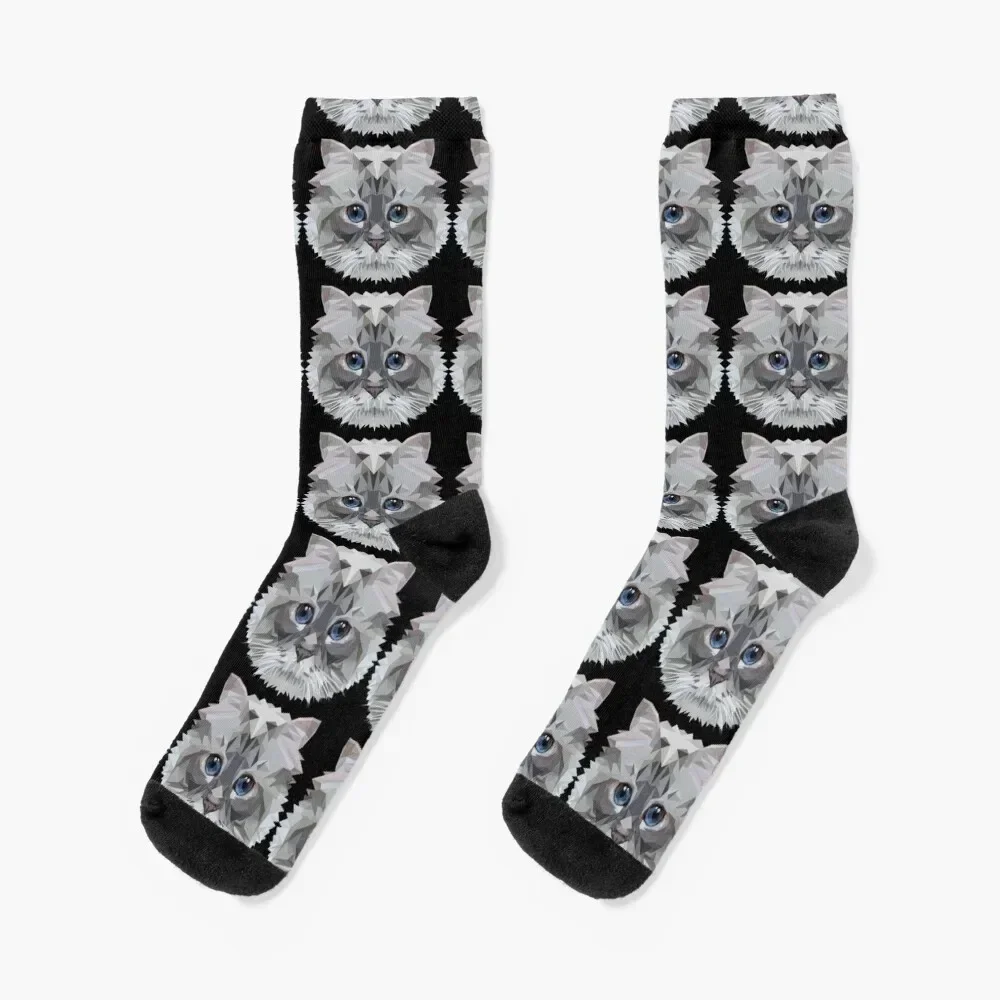 

Siberian Cat Socks floral bright garter Run Men's Women's Socks Men's