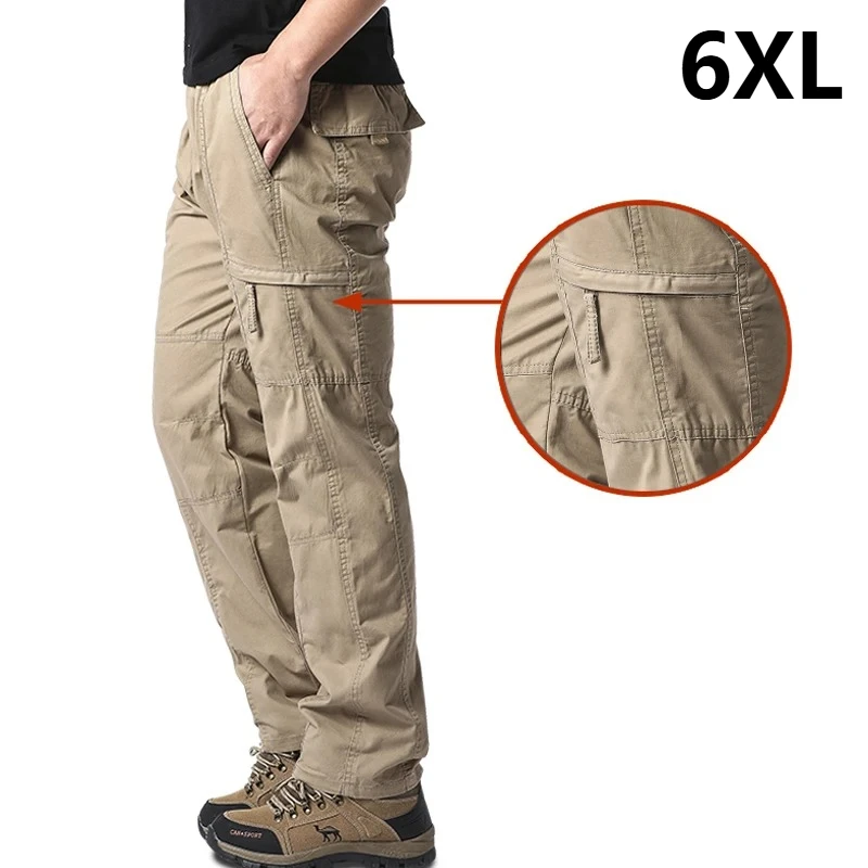 High Quality Men's Cotton Cargo Pants Casual Multiple Pocket Tacitcal Pants Spring Autumn Outdoor Camping Hiking Work Pants 6XL