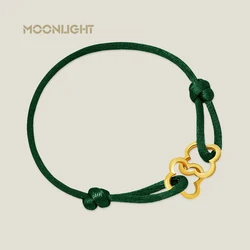 MOONLIGHT Adjustable Double Four Leaf Clover Charm Bracelet For Women Classic Silk Rope Bracelet Fashion Jewelry Party Gifts