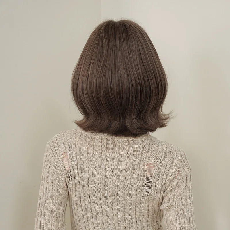 باروكة شعر قصيرة، عصابة رأس مموجة بذيل شعر مجعد، شعر مستعار طبيعي للحفلات التنكرية، مناسب للاستخدام للنساء #2