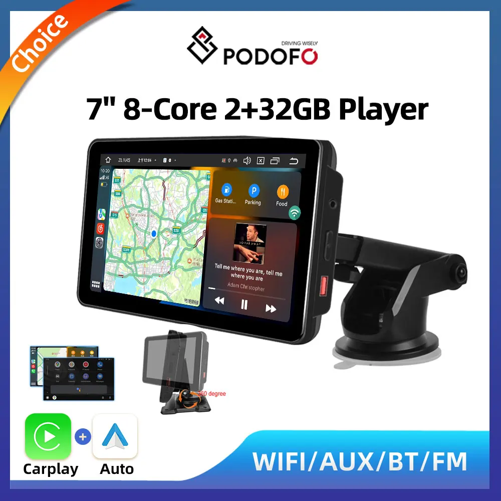 

Podofo Universal 7'' 2+32G Car Radio Multimedia Video Player Wireless CarPlay Android Auto For VW Nissan Toyota Car Audio