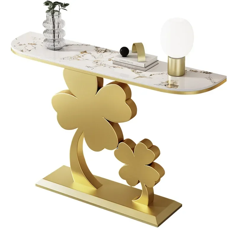 

Light luxury rock slab art entrance table, modern home wall living room end view table