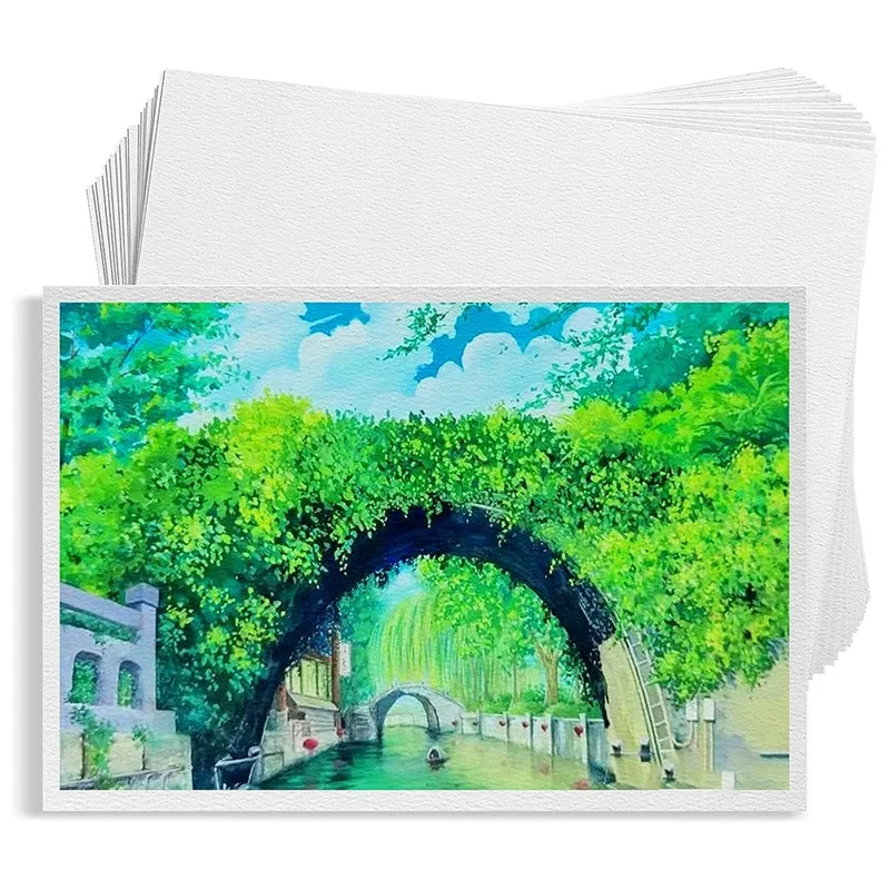 60 Sheets Sketch Paper Acid-Free Bulk White Paper Cold Press 50% Cotton 140Lb /300Gsm (7.68 X 5.31 Inch)