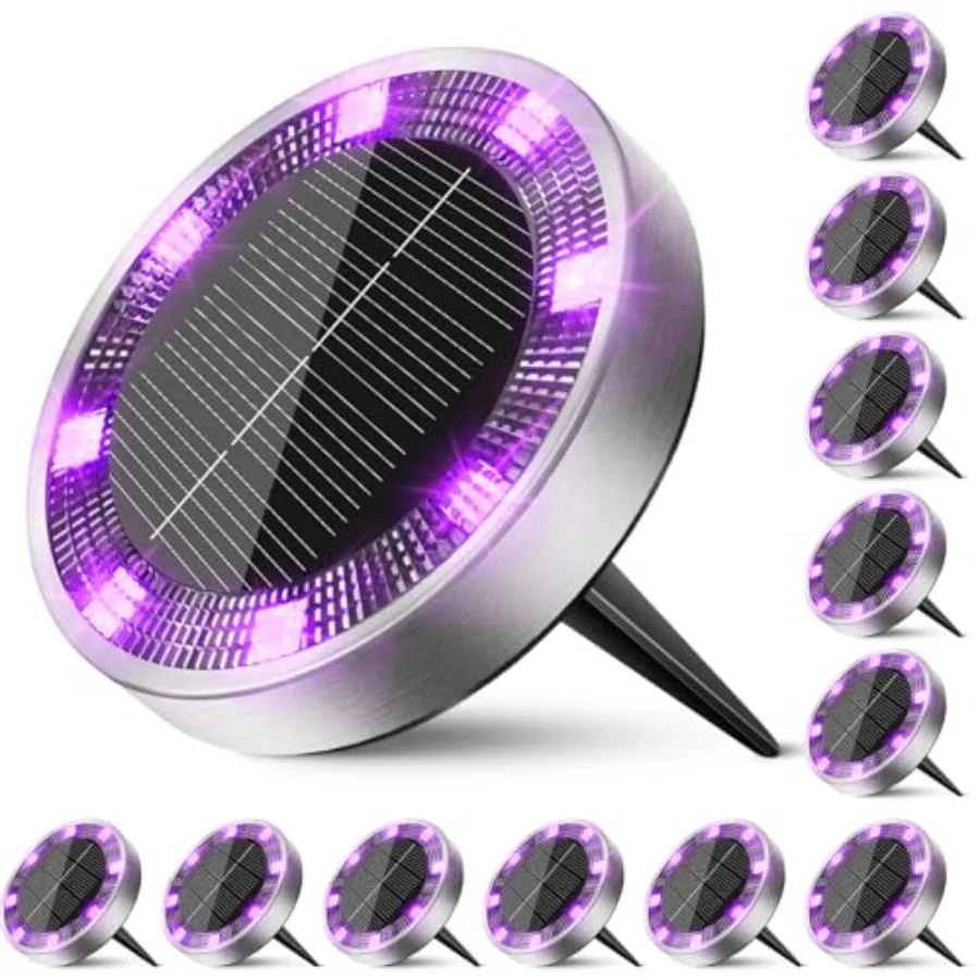 

Solar Ground Lights Outdoor, 1 Flat Solar Powe Disc Lights, IP68 Waterproof, Anti-Rust, Landscape Lighting for Pathway Garden Y