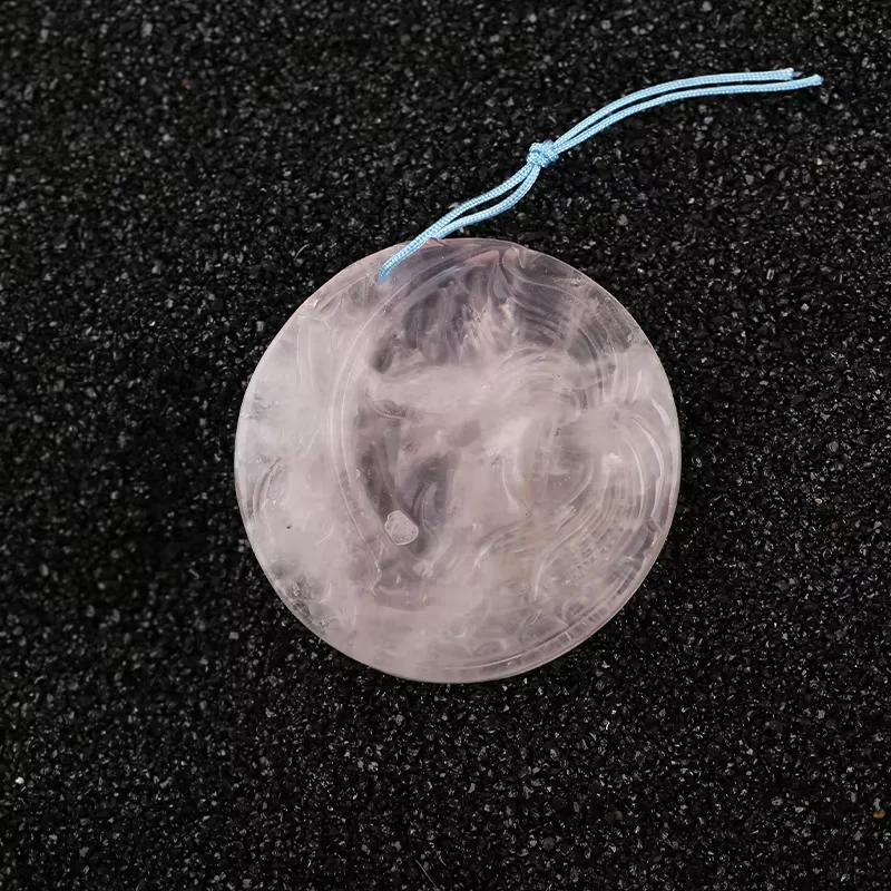 Natural Gemstone Pink Quartz Lucky Cat, DIY Handmake Jewelry  30x24x6mm 13g