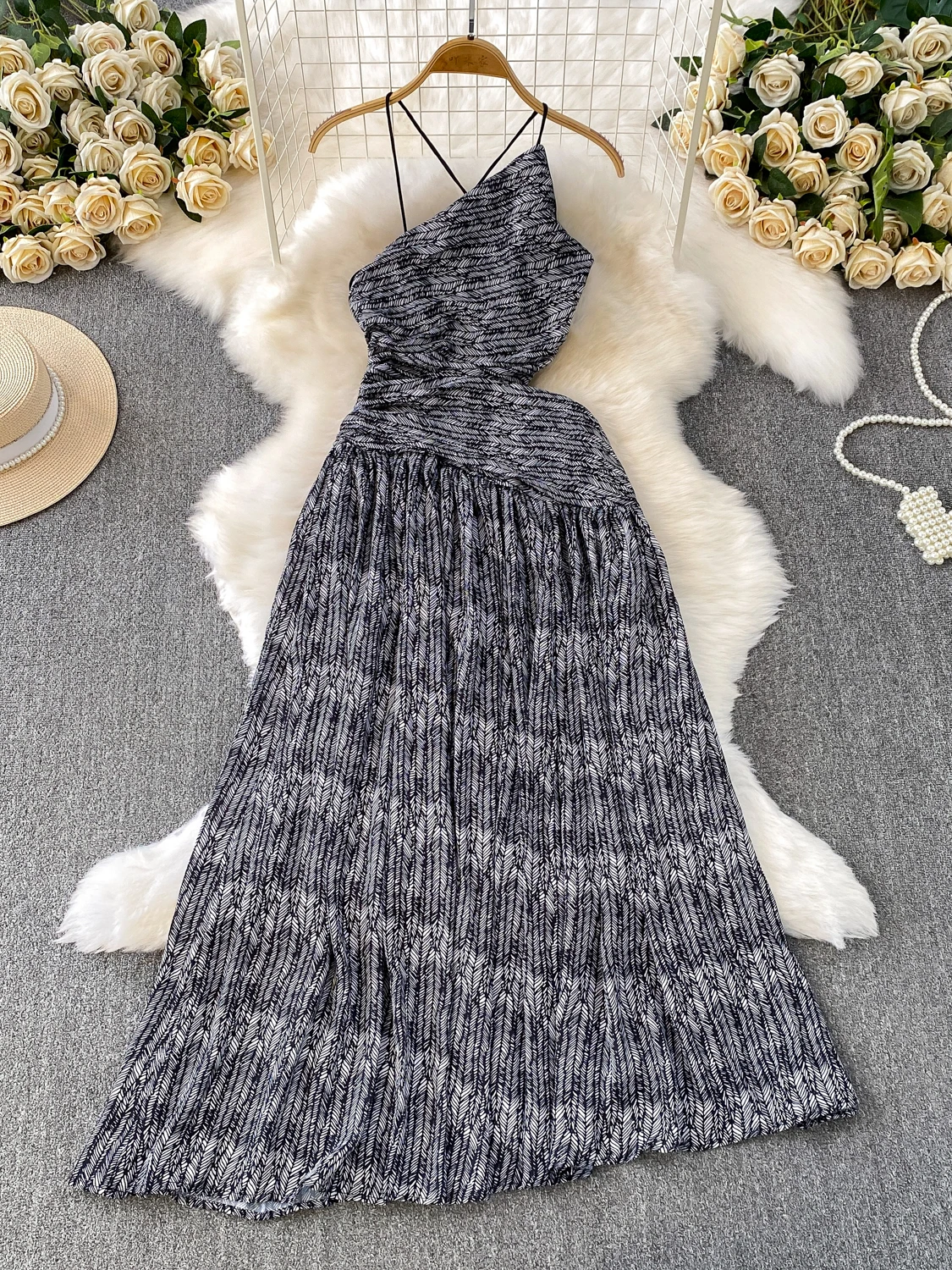 Ele Off-oulder Bal Holiday Dr Nieuwe Sle-jurk voor dames met plooien Afslankende A-lijn rok met hoge taille voor Vaion