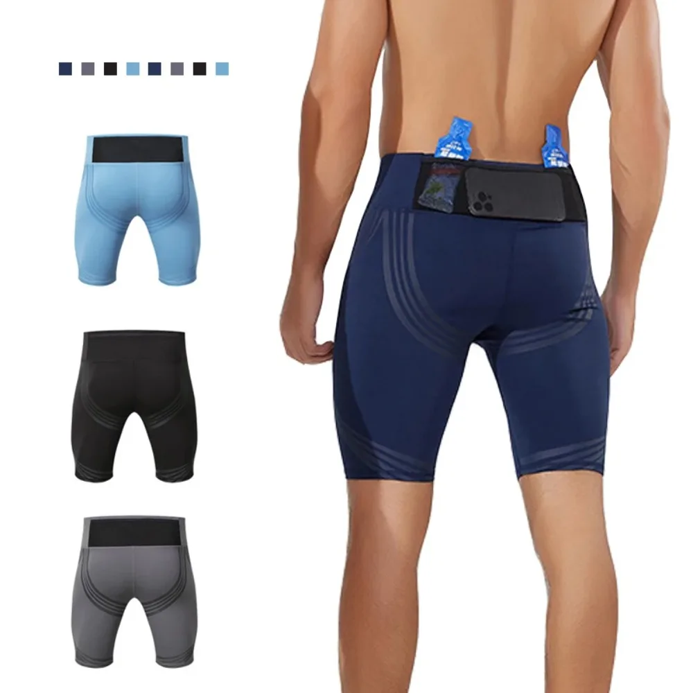 2026 Men Smart Compression Running Shorts High Waist Quick Dry Fitness Shorts with Mesh Pocket