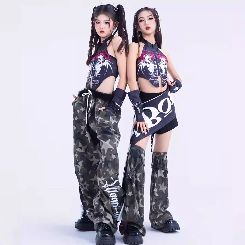 2026 kinder Jazz Dance Performance Kostüme Für Mädchen Kpop Outfits Bühne Kleidung Ballsaal Hip Hop Dance Rave Kleidung XH 3445