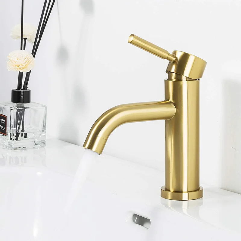 

Basin Faucet 304 Stainless Steel Single Cold Water Tap Sink Faucet Stainless Steel Mixer Sink Household Washbasin with Cabinet