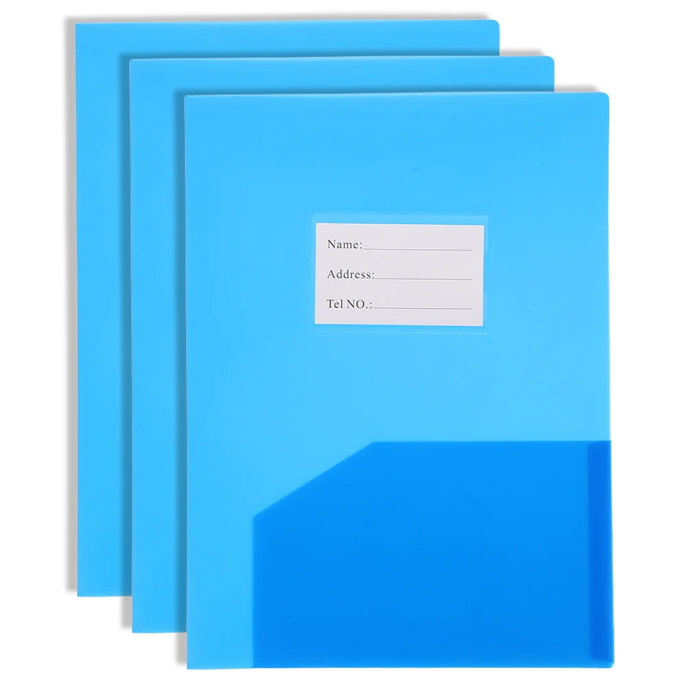 3 Pcs Report Folder Folders Office Documents Organizer Envelope Cover Blue Paper