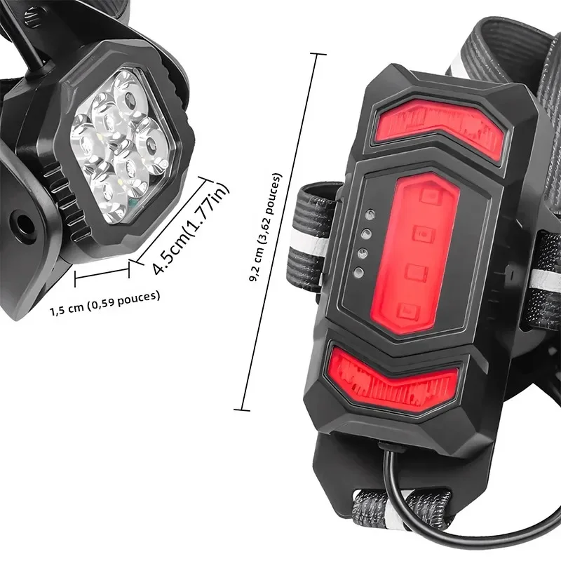 LED الصدر الأمامي متعدد مصابيح تحذير أحمر USB قابلة للشحن ليلة تشغيل ضوء مثلث عاكس حزام الضوء الخلفي على ظهره الخفيفة #6