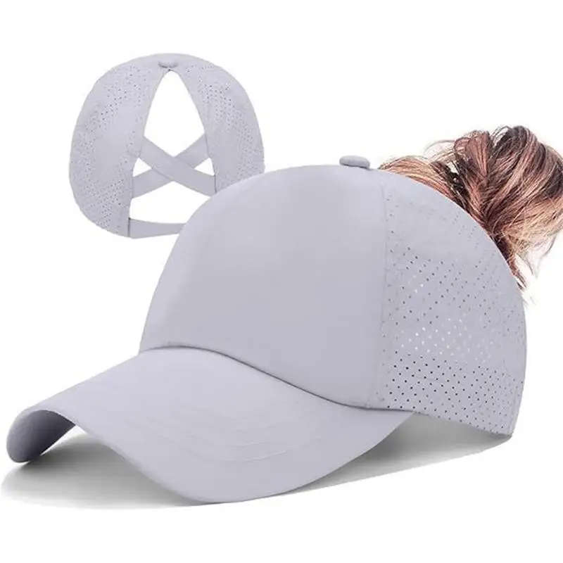 Women's Ponytail Baseball Cap – Cross-Mesh Breathable Quick-Dry Sun Hat, Solid Color Summer UV Protection Cap