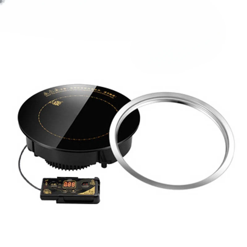 2200W Round Electric Magnetic Induction Cooker Wire Control Black Crystal Panel Hotpot Cooktop Stove Cooktop Hot Pot Oven