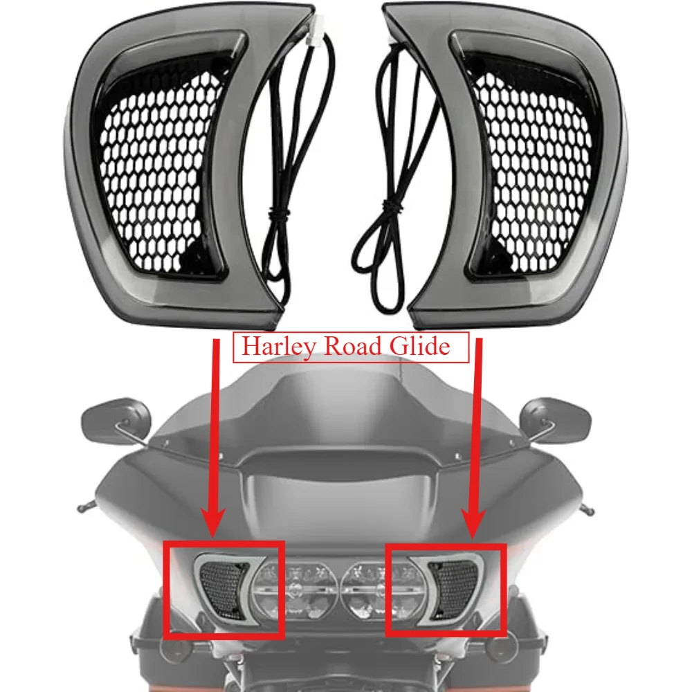 

Motorcycle Tracer Headlight Vent Accent LED Turn Signals Light Headlight LED Indicator Lights For Harley Road Glide 2015-2023