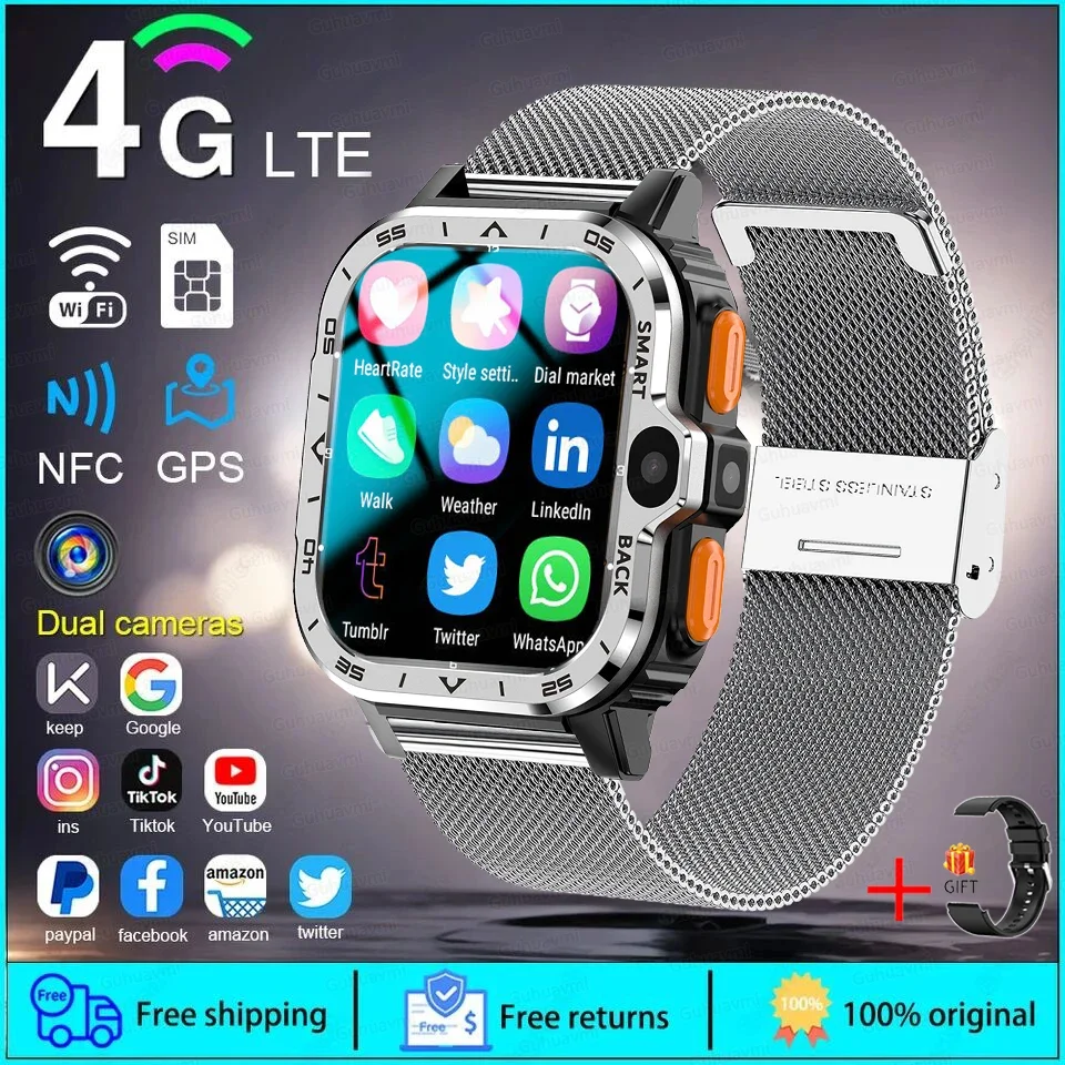 GUHUAVMI PGD SmartWatch 4G LTE GPS Wifi SIM Karte NFC Dual Kamera Robuste 64G ROM Lagerung Herzfrequenz Sport Smart Uhr Männer 6