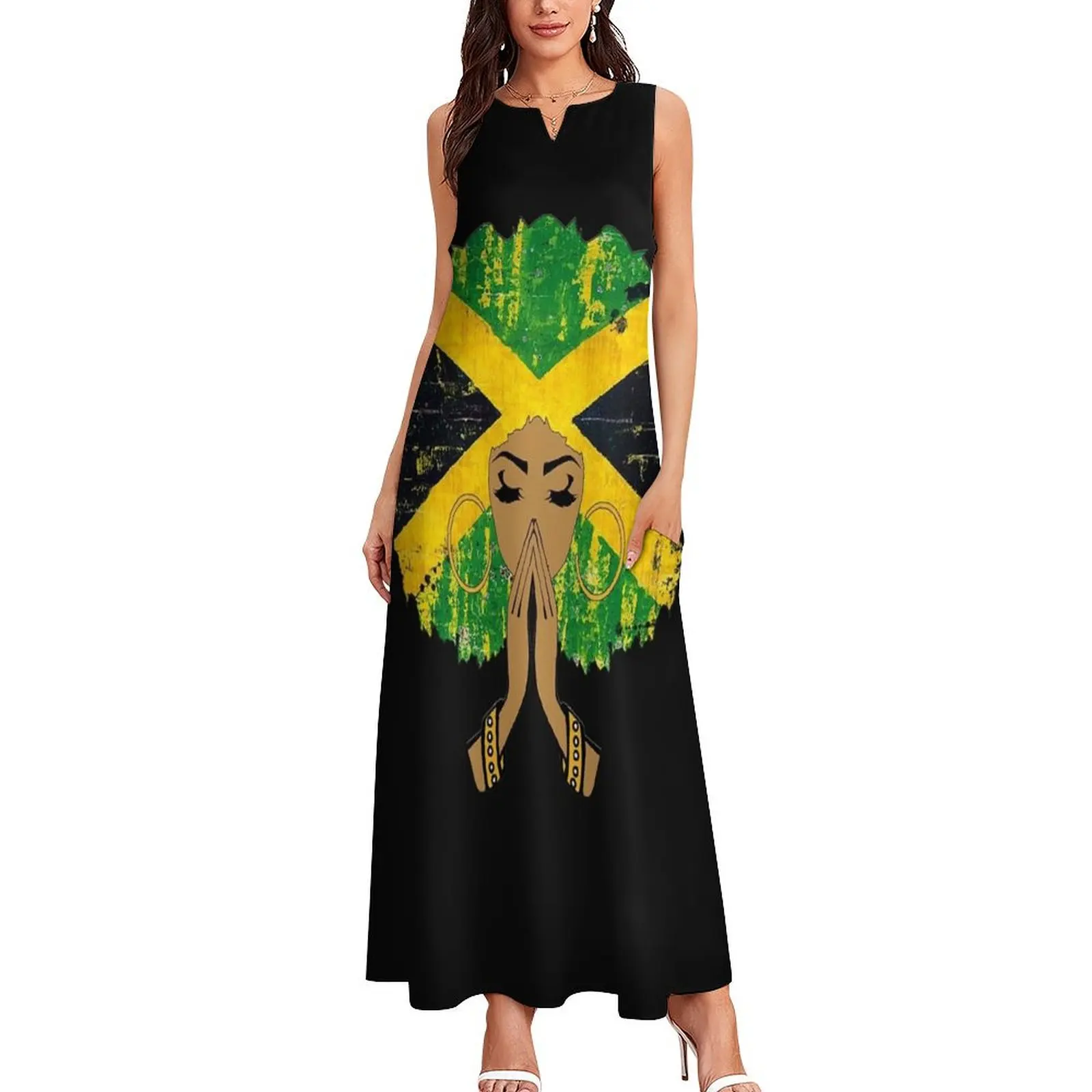 Jamaican Flag Black Woman Melanin Queen Afro Long Dress Summer skirt summer dress for women 2025