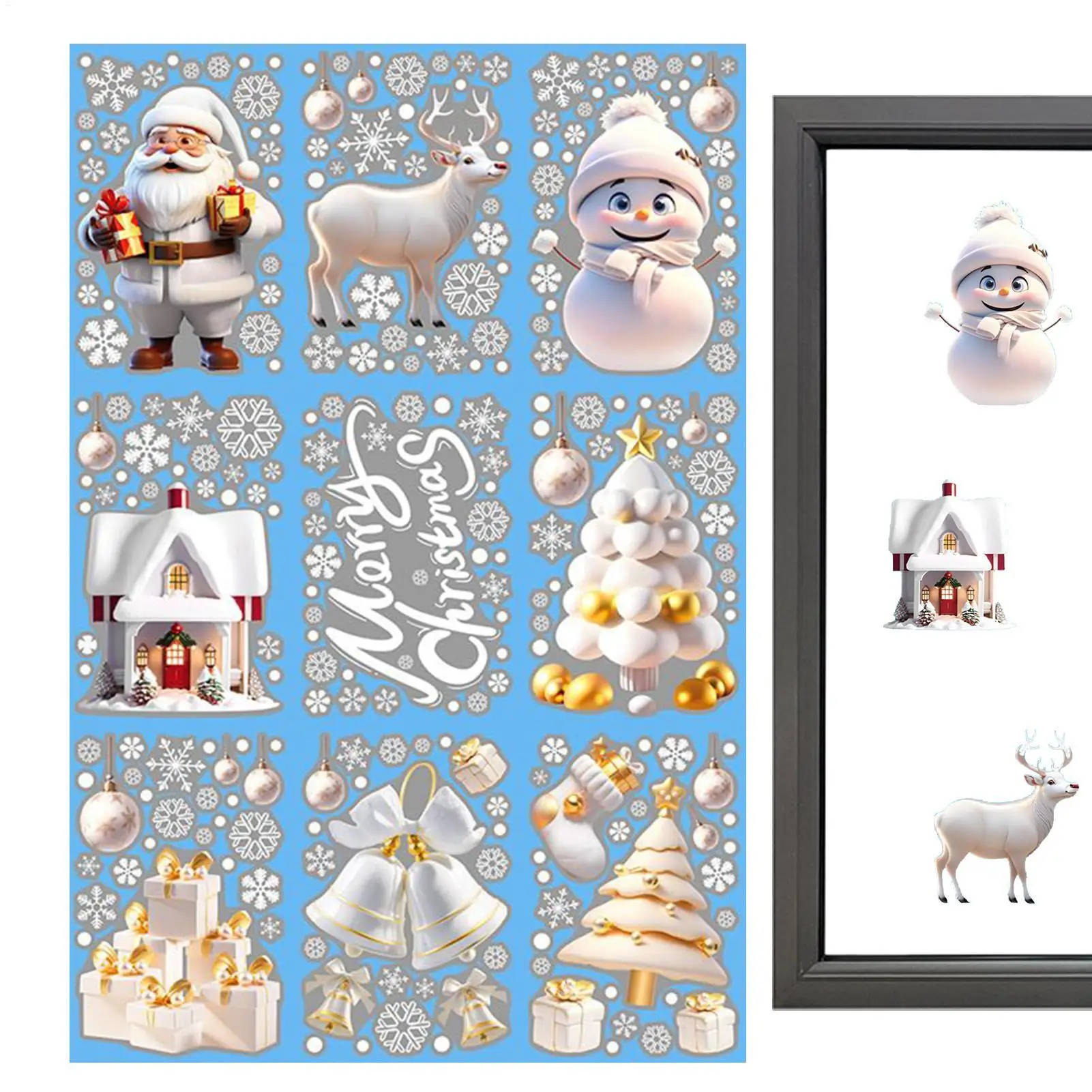 Christmas window Decals Holiday Santa Claus Window Sticker New Year static window glass stickers nowflakes old man Window Clings