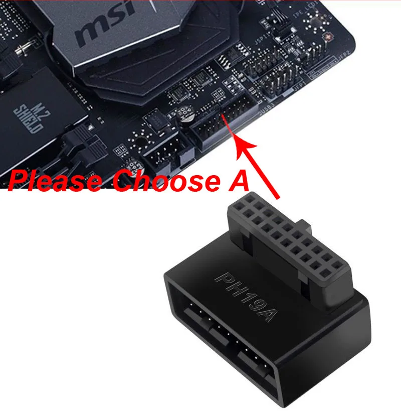 USB 3.0 19/20Pin male to female Steering Joint Socket Desktop PC Computer Motherboard Vertical Pin Holder 90 Degree Angled Elbow