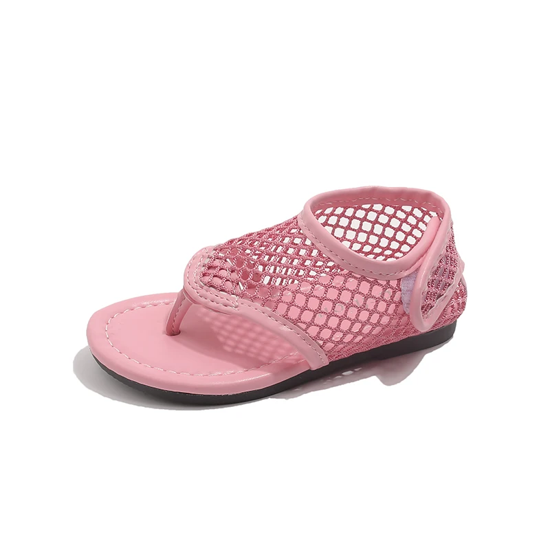 Spring Boys Girl's Flip Flop Sandals Mesh Hook-loop Breathable Chic Kid's Flat Shoe Solid Colors Anti-slip Casual Children Shoes