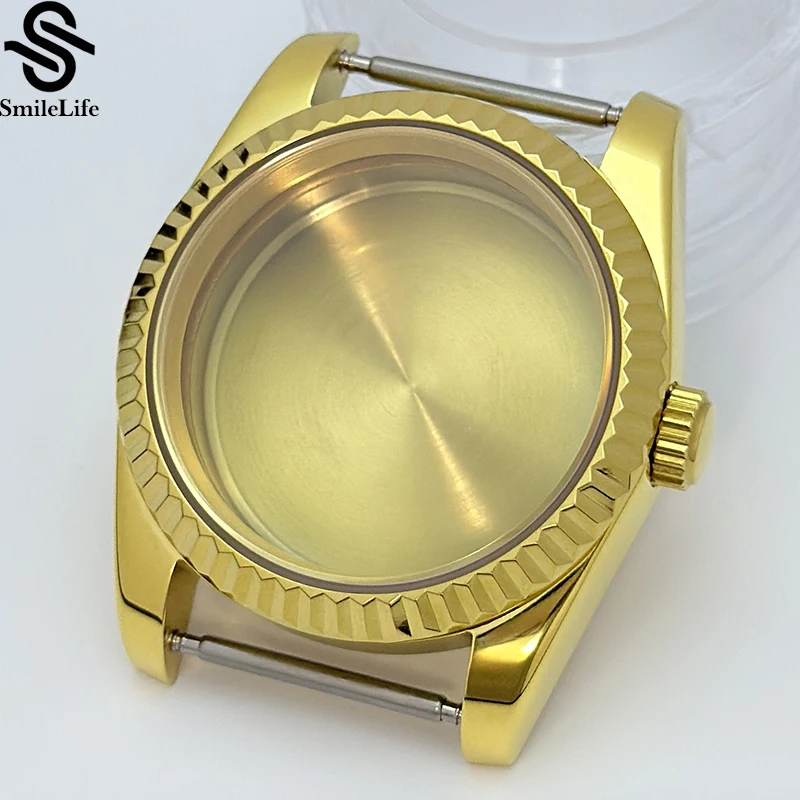 SmileLife Vetro Zaffiro 36mm/39mm Per Uomo Cassa Dell'orologio Fit NH34 NH35 NH36 Movimento Impermeabile Oro di Buona Qualità Acciaio 316L