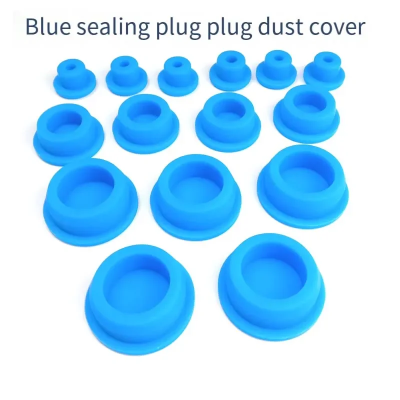 

4PCS 13 13.5 14.1 15mm~48.5mm Blue Silicone Rubber Hole Plugs Solid T Type High Temperature Seal Stopper Dustproof Plug