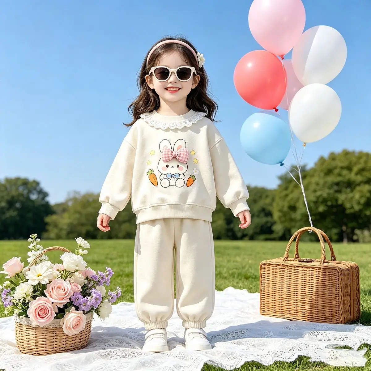 Süßes 2-teiliges Set für Mädchen – Langarm-Oberteil & Hose mit Bündchen für den frühen Herbst, niedliches Freizeitoutfit für Kleinkinder – Detail 9