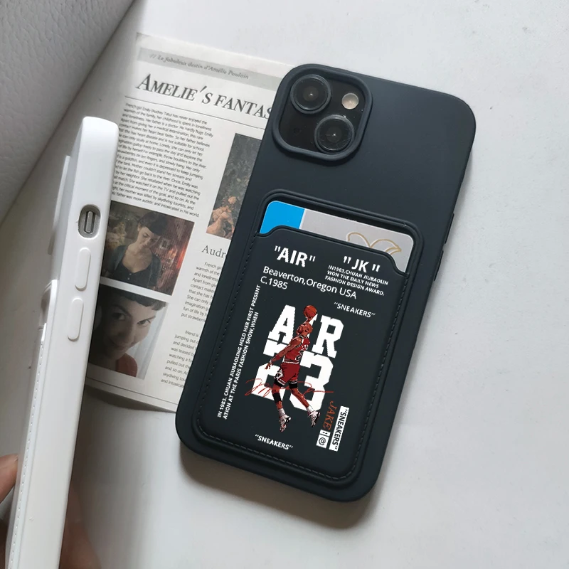 INS AIR Sports Brand Sneaker Wallet Card Phone Case For iPhone14Pro Max 11 12 13 15 XR 7 8Plus 23 Basketball Star White Cover