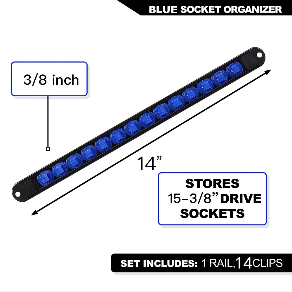 1 st 360 °   Swivel Socket Organizer 1/4 3/8 1/2 Premium Kwaliteit Socket Clip Rail Houder Socket Sliding Stand Mouw Rail Rack Gereedschap