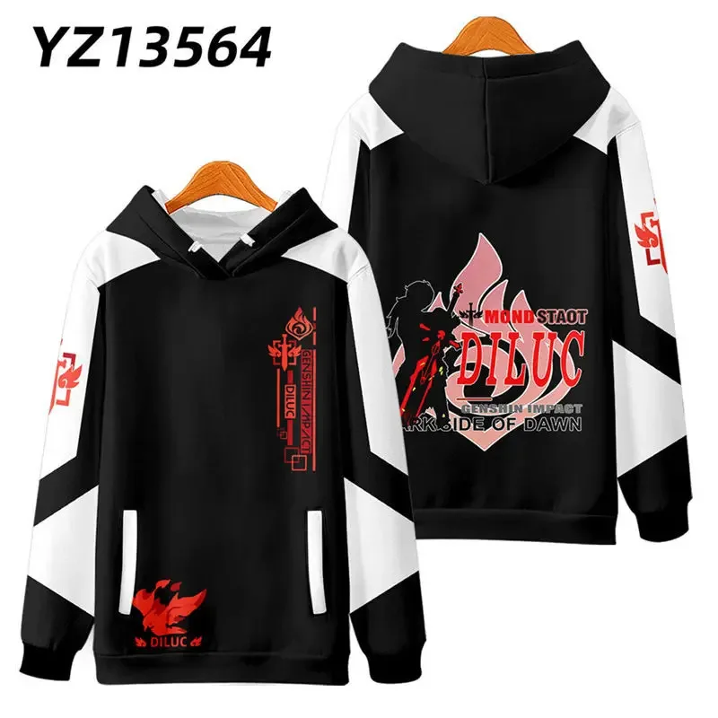 Anime Genshin Impact Diluc Cosplay Hoodie Women Men Harajuku Sweatshirt Y2k Streetwear Hip Hop Pullover Hooded Jacket Outerwear view 5