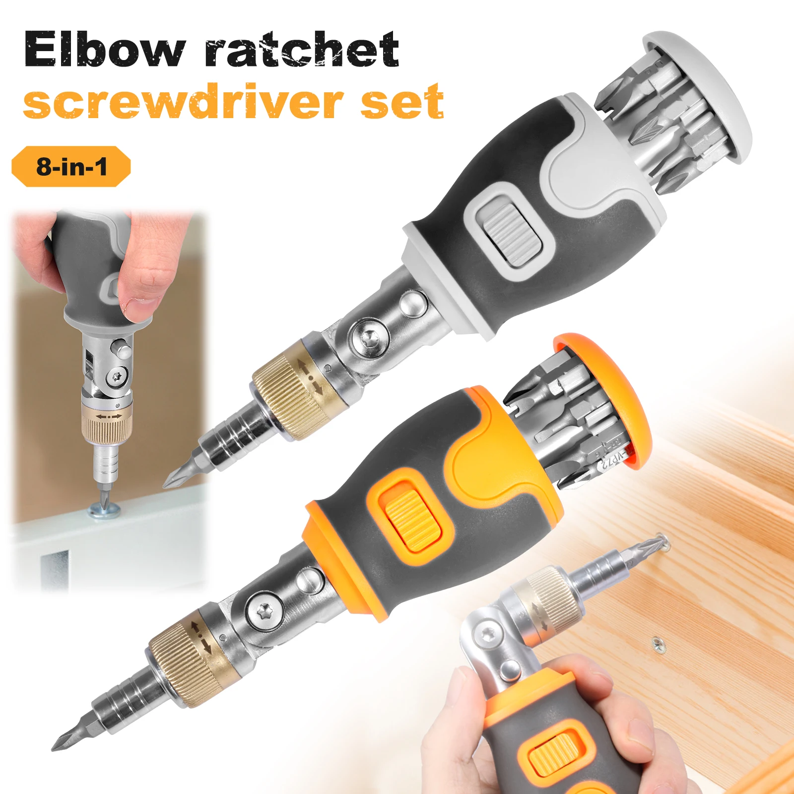 

8 in 1 Mini Ratchet Screwdriver Precision Multi Tools Magnetic Bits Household Multi-purpose Pocket Portable Screw Driver 180° Pi